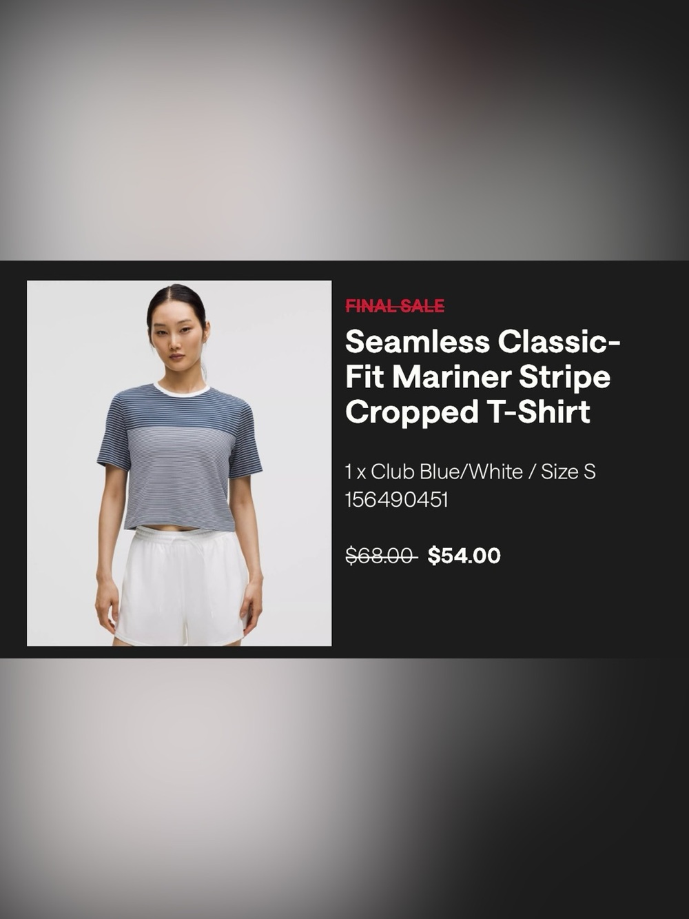 NWOT Lululemon Seamless Classic Fit Mariner Stripe Cropped T Shirt Sz S